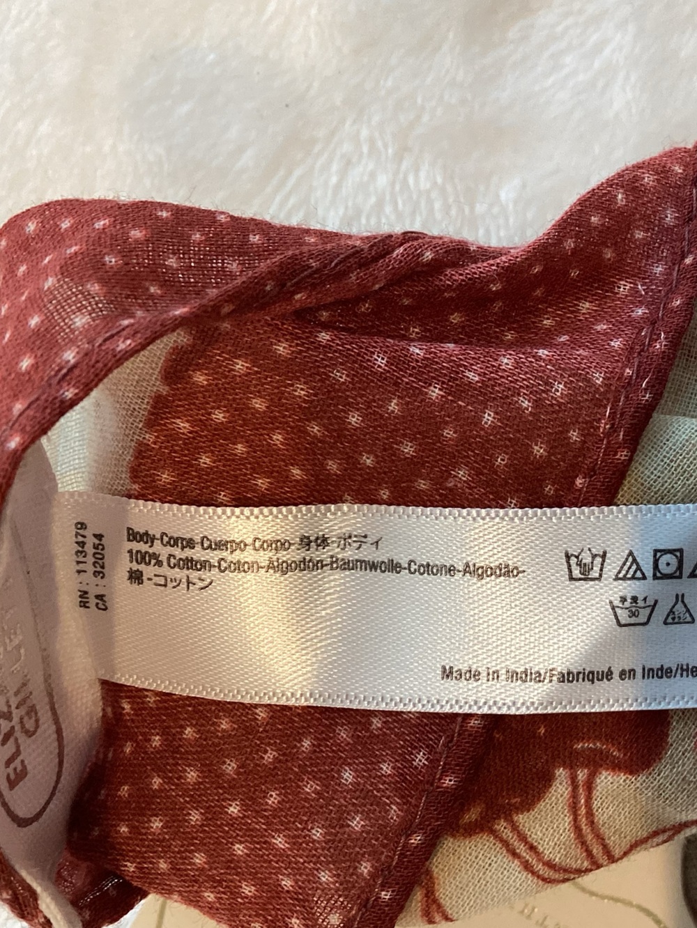 🍒Anthropologie Printed Bandana Cotton Scarf Hair Head Bag New Gingham Cherries - Picture 7 of 8
